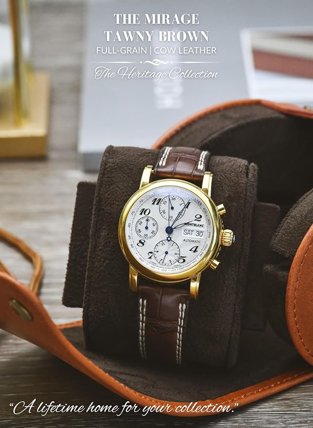 Leather Watch Rroll Travel Case Single Watch Roll Holder Tawny Brown Full Grain - Image 6