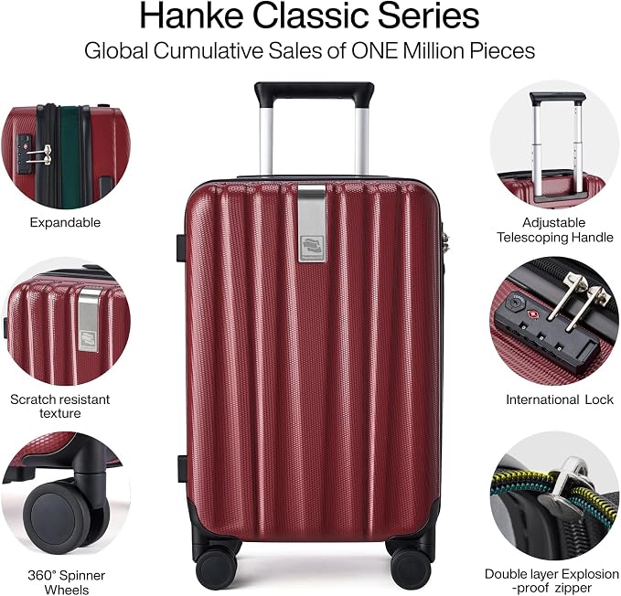 Hanke Expandable Hard Shell Luggage Sets 2 piece Carry on Luggage - Image 4