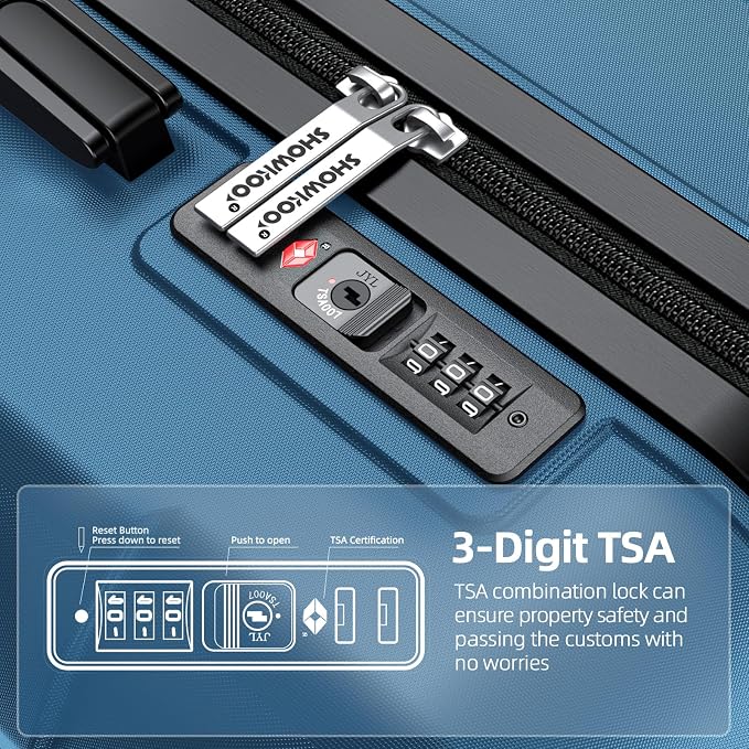 SHOWKOO Luggage Sets Expandable PC+ABS Durable Suitcase Sets Double Wheels TSA - Image 6