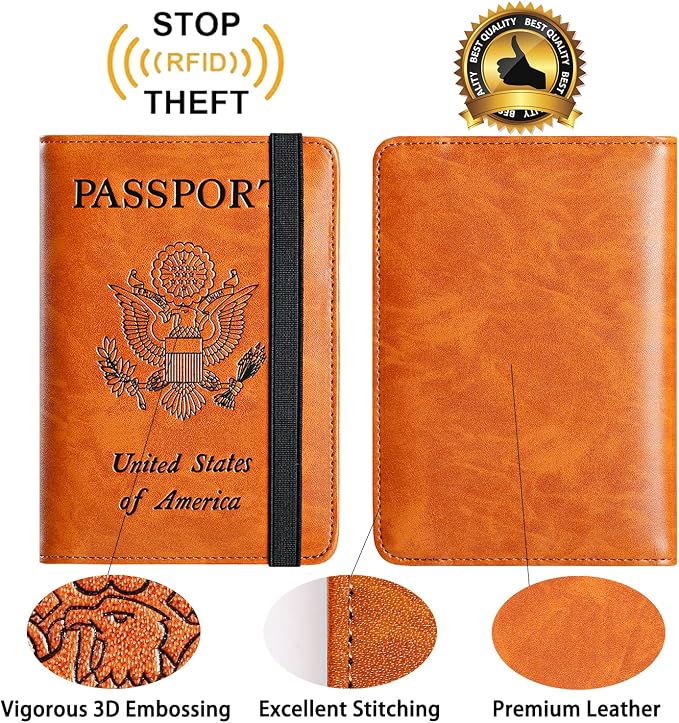 Passport Holder Cover Wallet Travel Essentials RFID Blocking Leather Card Case - Image 2