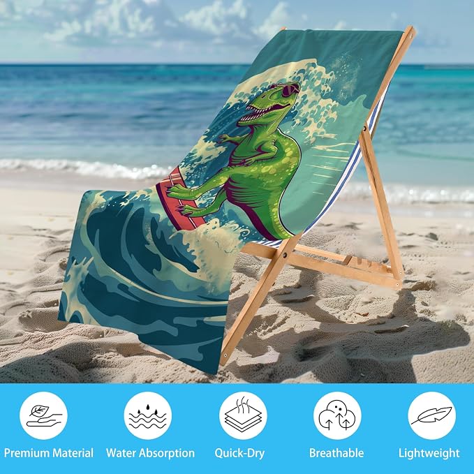 WZOMT Kids Dinosaur Beach Towel, Microfiber Dinosaurs Towels - Image 2