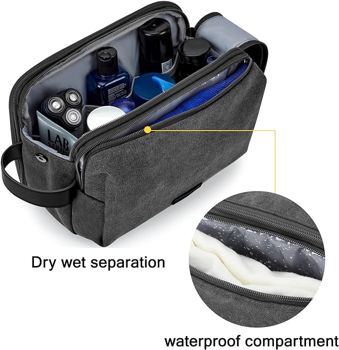 BAGSMART Toiletry Bag for Men, Canvas Travel Toiletry Organizer Dopp Kit - Image 3