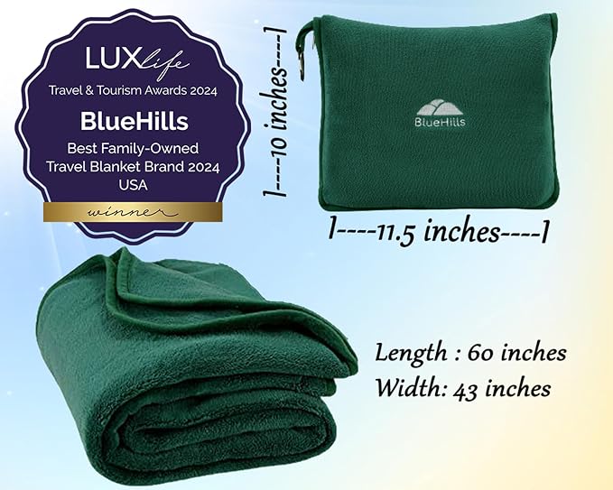 BlueHills Premium Soft Travel Blanket Pillow Airplane Flight Blanket Throw in - Image 3