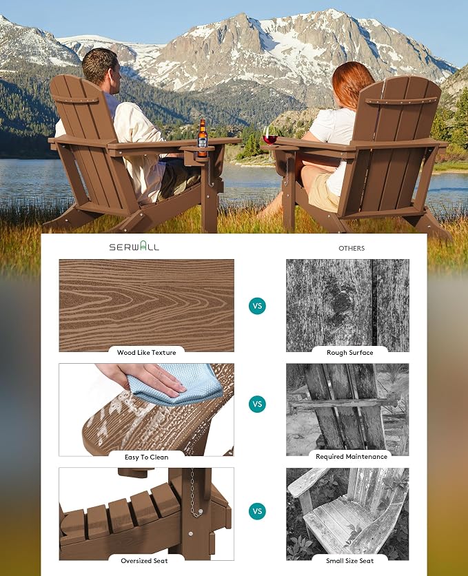 SERWALL Adirondack Chair with Cup Holders - Image 5
