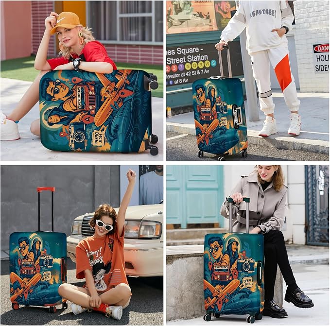 ANNA QUEEN Funny Adventure Travel Luggage Cover, Explore-Themed Suitcase - Image 6