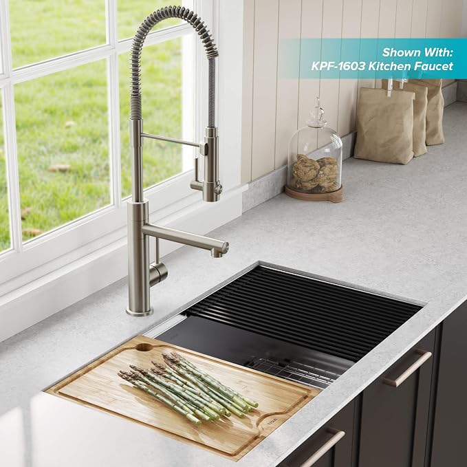 KRAUS Kore™ Workstation 33-inch Undermount 16 Gauge Double Bowl Stainless Steel - Image 2