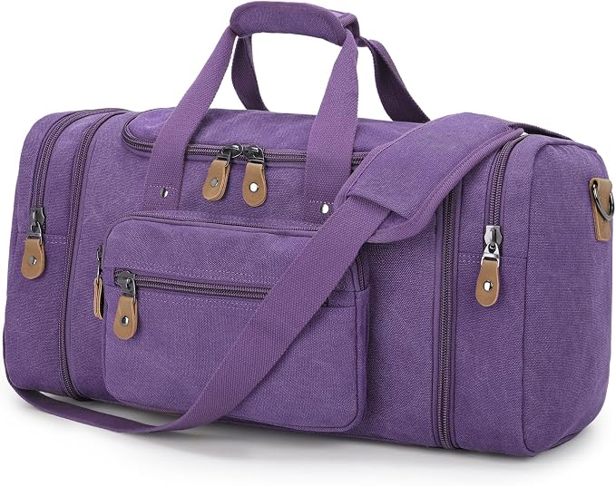 Gonex Canvas Duffle Bag for Travel 50L Expandable Duffel Weekend Overnight Bag by Gonex