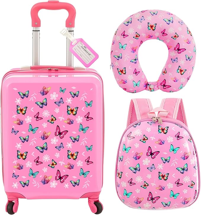 Sanwuta 4 Pcs Kids Luggage Set Kids Backpack Travel Rolling Suitcase by Sanwuta
