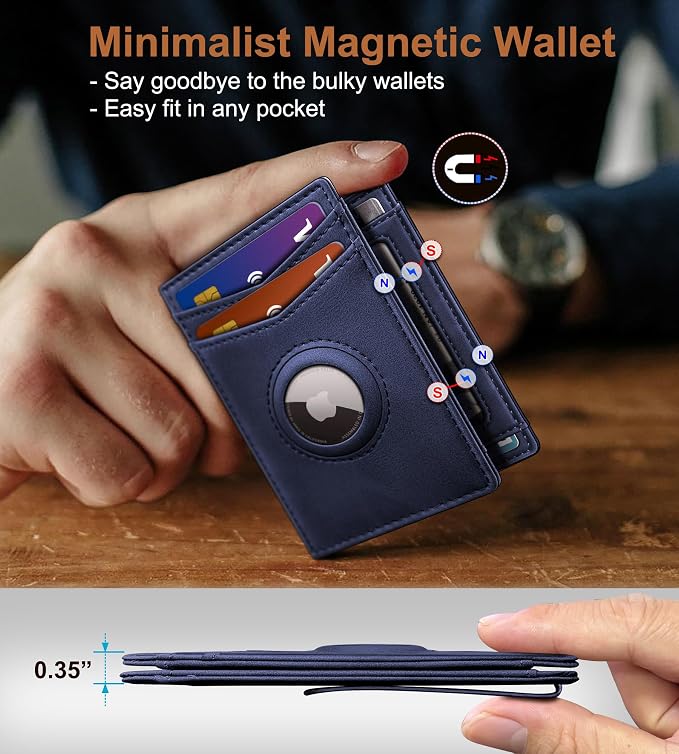 Airtag Wallet for Men- with Money Clip Gift Boxed, Magnetic Closure Slim - Image 4