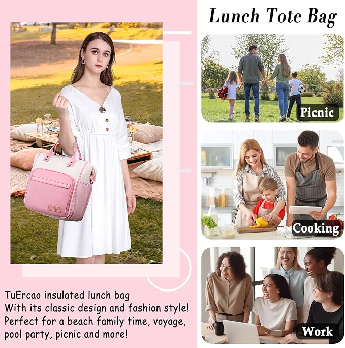 Aesthetic Lunch Box for Women Preppy Insulated Lunch Bag for Young Ladies - Image 8