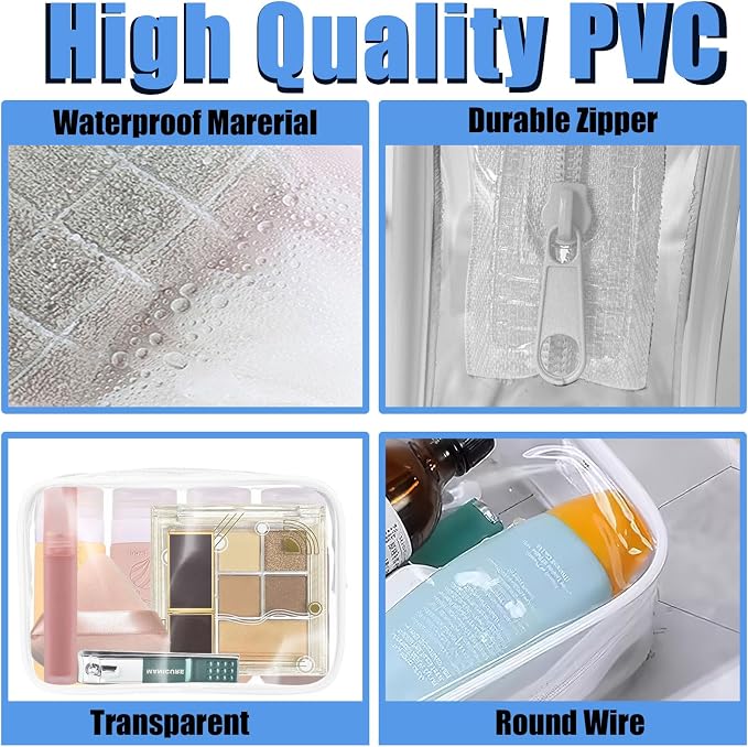 12 Pieces Clear Cosmetic Bag, PVC Waterproof Makeup Bags - Image 4