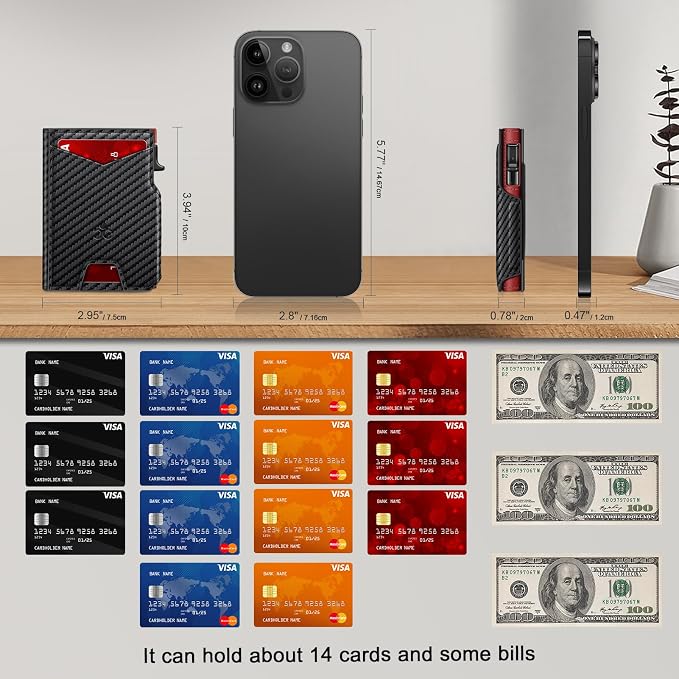Wallet for Men Wallet with Slim Pop Up Card Holder 9-13 Cards, Bifold - Image 7
