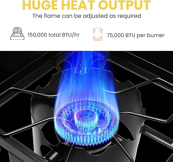 VIVOHOME 150, 000 BTU Double Burner Propane Stove, Heavy-Duty Outdoor Portable - Image 5