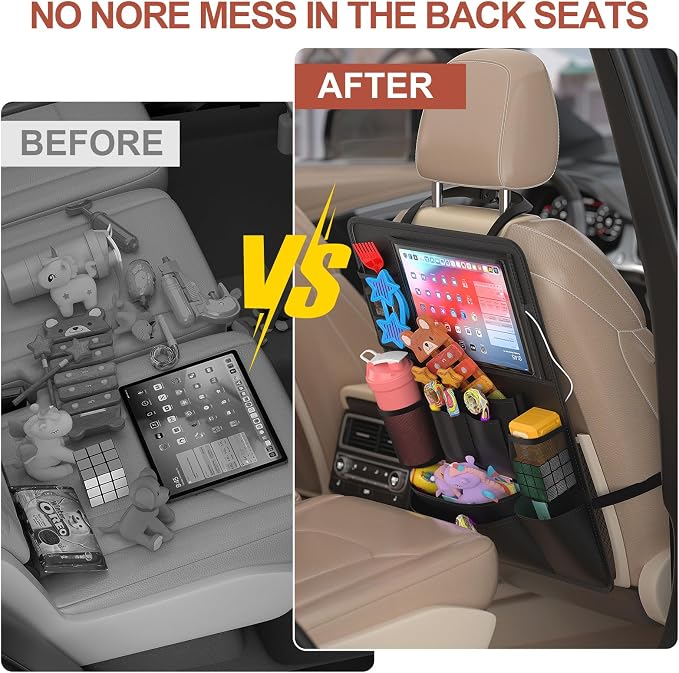 Backseat car Organizer with Touch Screen, Car Seat Back Organizers Storage - Image 7