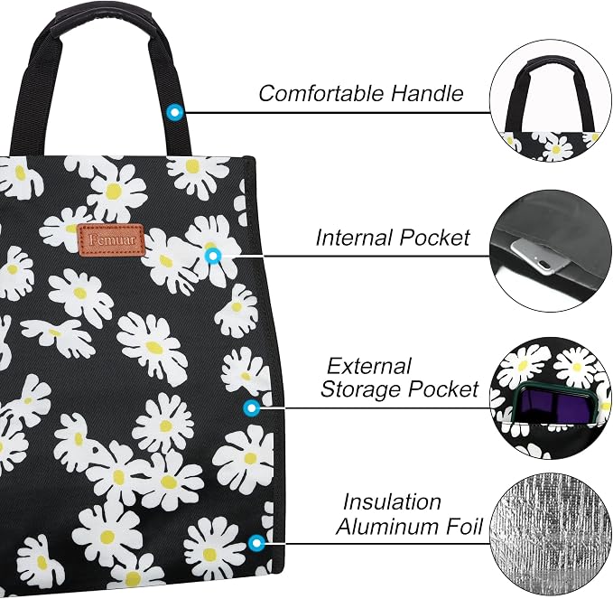 Lunch Bags for Women Insulated Reusable Lunch Tote - Image 3