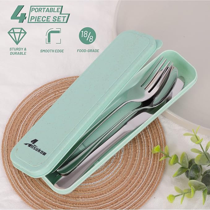 8 Picec Travel Utensils Camping utensils Travel Silverware Set - Image 3