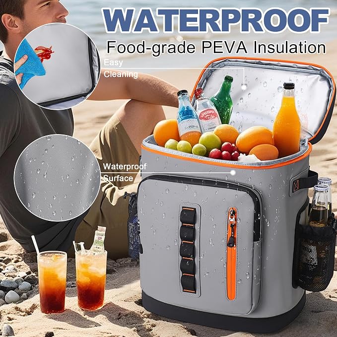 SUNUP 35 Cans Waterproof Cooler Backpack, Soft Insulated Leak Proof Backpack - Image 6