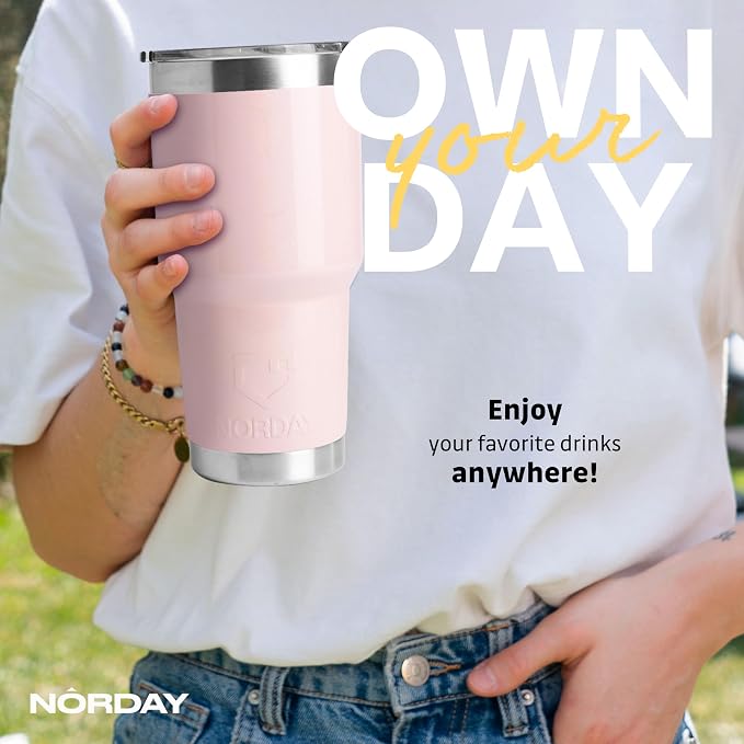 NORDAY | Tumbler with Lid - 30oz - Blush Glitter Insulated Tumbler - Stainless - Image 5