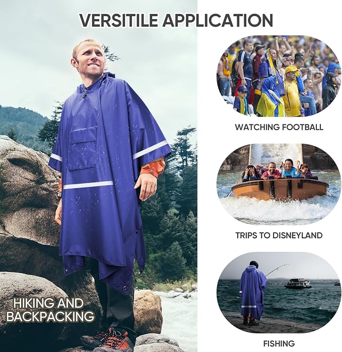 PTEROMY Hooded Rain Poncho for Adult - Image 5
