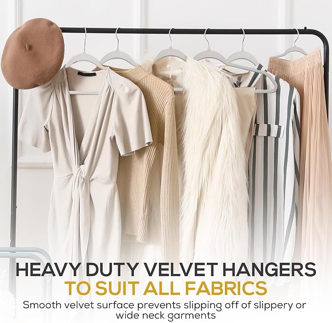Premium Velvet Hangers 50 Pack Ultra Thin Non Slip Adult Felt Space Saving Suit - Image 7
