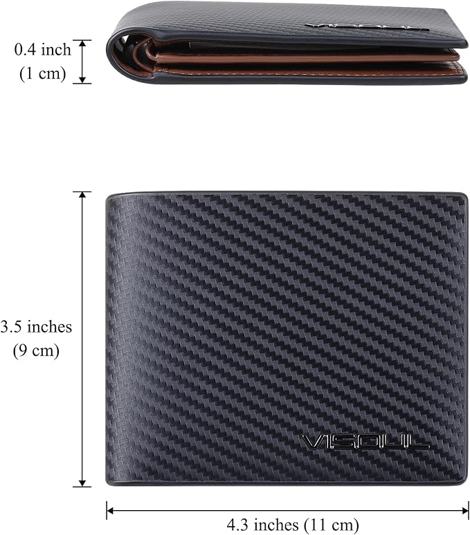 VISOUL Leather Mens Bifold RFID Blocking Wallet - Image 4