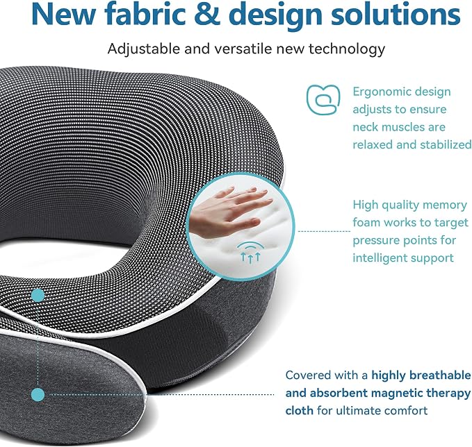 Travel Neck Pillow 100% Memory Foam – Airplane & Car Travel Essentials Kit - Image 4