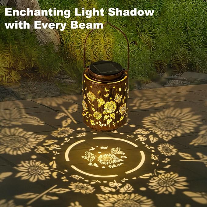 Hanging Solar Lanterns for Outside Sunflower and Butterfly Decorative Lights - Image 5