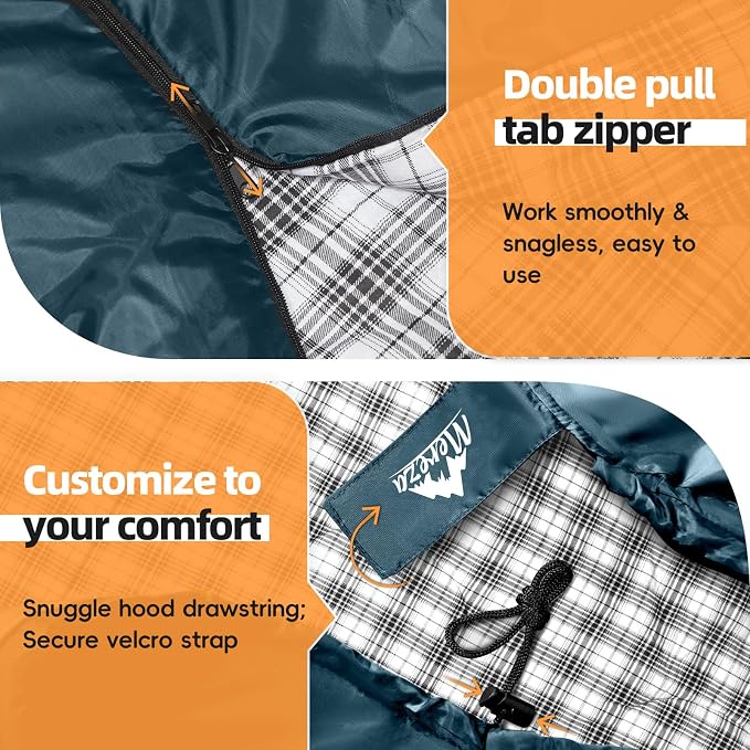 MEREZA Flannel Sleeping Bag for Adults XL, Large Wide Sleeping Bags for Camping - Image 6
