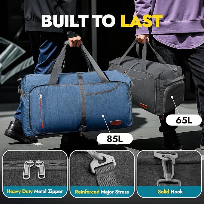 Canway 65L Travel Duffel Bag, Foldable Weekender Bag - Image 5