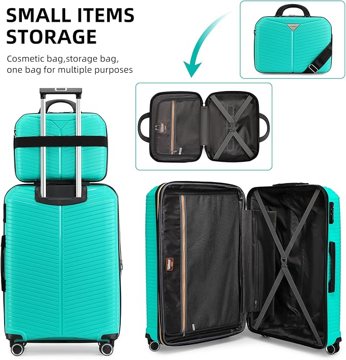 LEAVES KING LARVENDER Luggage Sets 5 Piece, Expandable PP Suitcase - Image 8