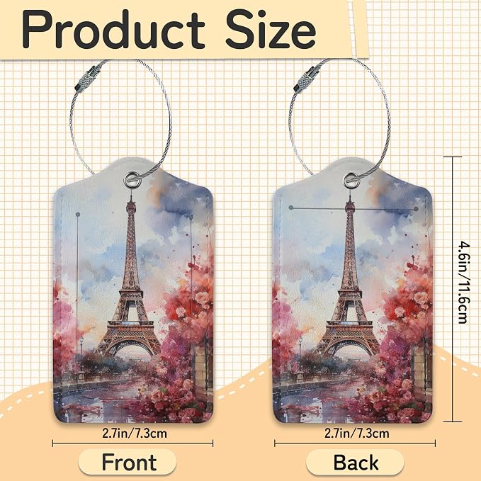 3 Pack Eiffel Tower Luggage Tags - Image 3