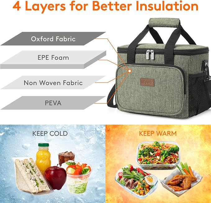 Lifewit Large Lunch Bag Insulated Lunch Box Soft Cooler Cooling Tote - Image 2