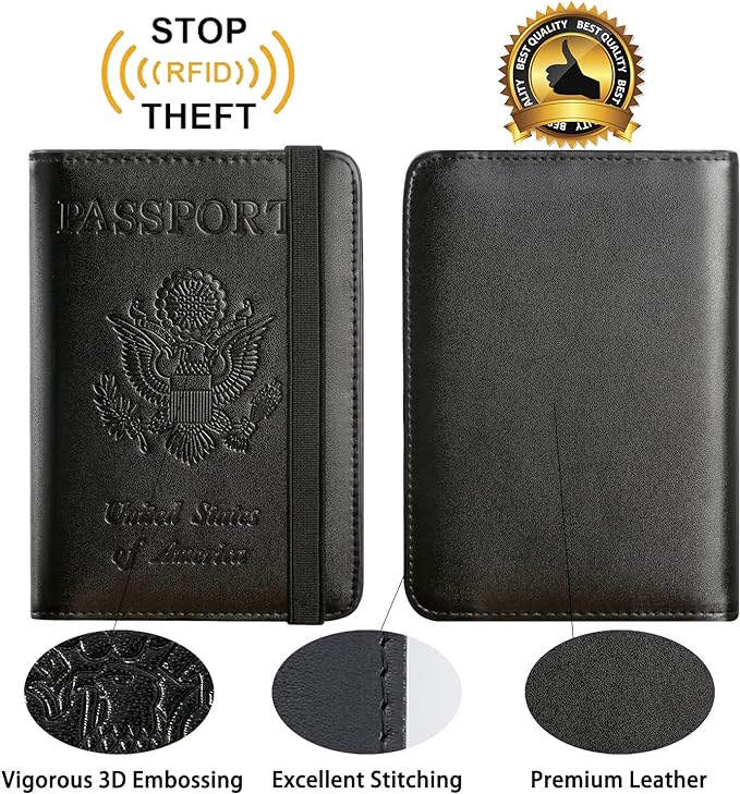 Passport Holder Cover Wallet Travel Essentials RFID Blocking Leather Card Case - Image 2