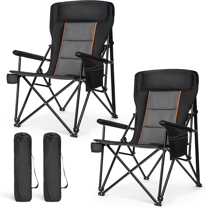 LET'S CAMP Oversized Camping Chairs 29.52" High Back Heavy Duty Lawn Chair by LETSCAMP