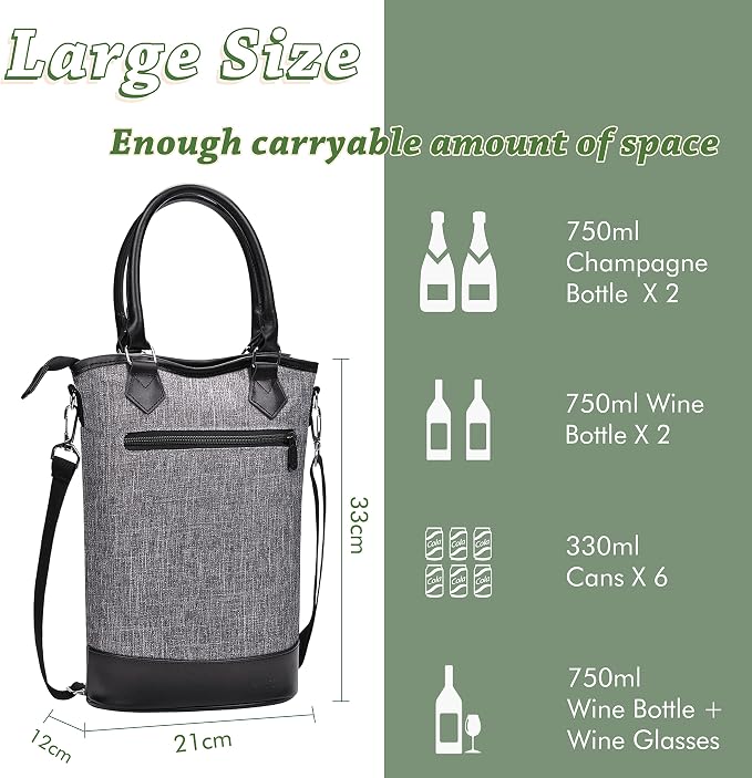 Tirrinia Insulated Wine Gift Carrier Tote - Image 4