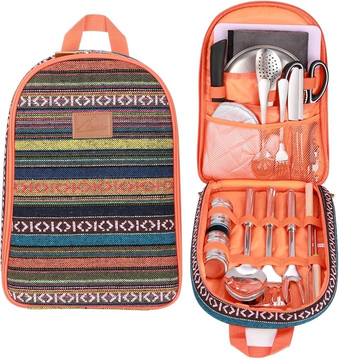 Portable Camping Kitchen Utensil Set-27 Piece Cookware Kit, Stainless Steel - Image 7