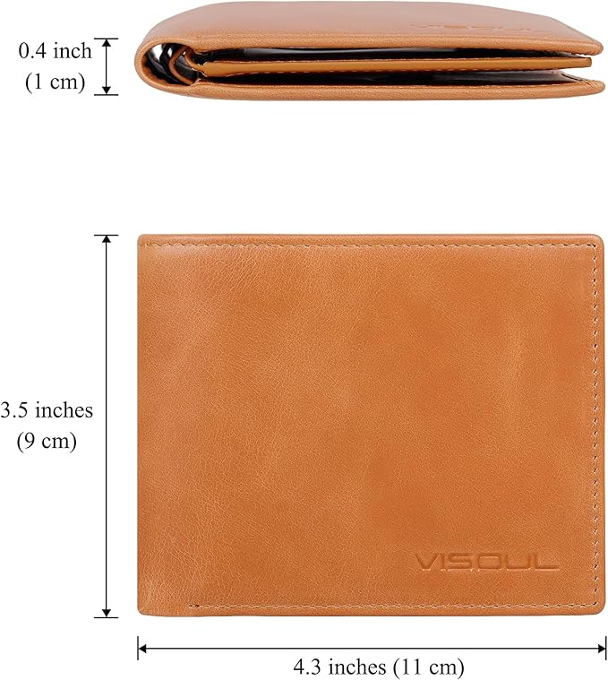 VISOUL Leather Mens Bifold RFID Blocking Wallet - Image 4