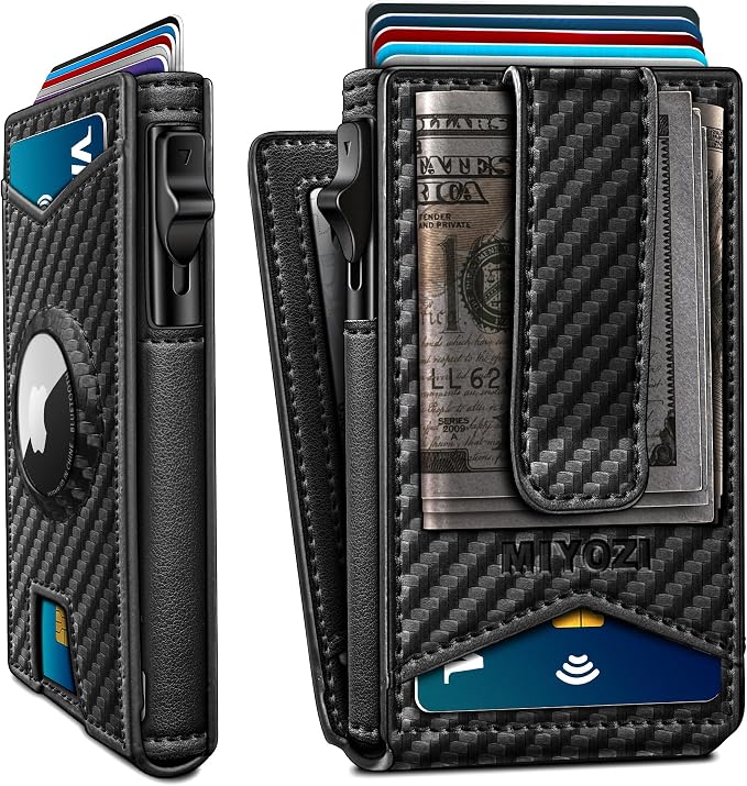 Airtag Wallet for Men, with Money Clip Gift Boxed, Slim Front Pocket Wallet by Miyozi