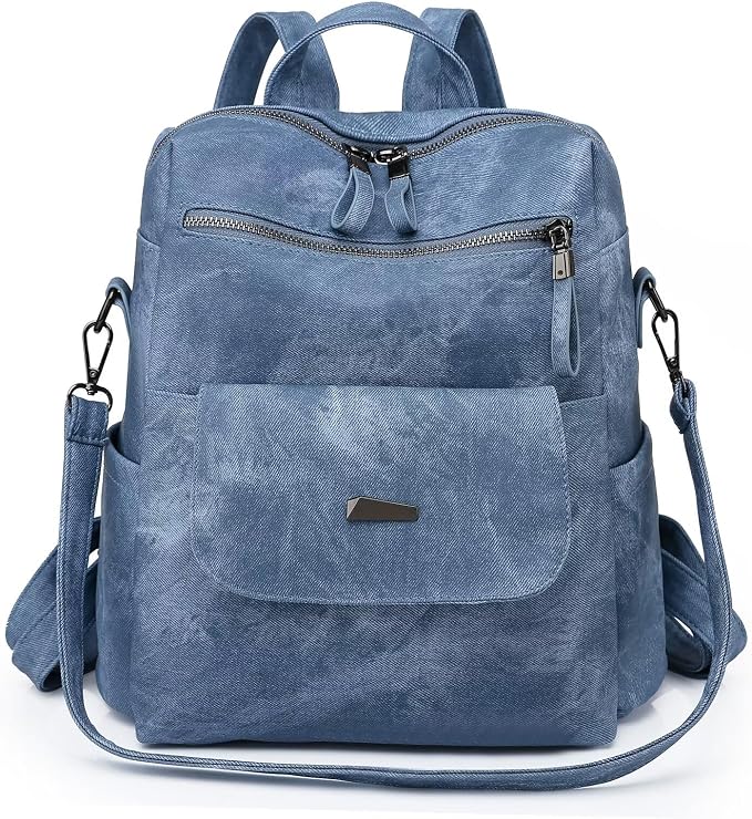 PU Leather Backpack Purse for Women Fashion Multipurpose Design Handbag Ladies by WYFJNX