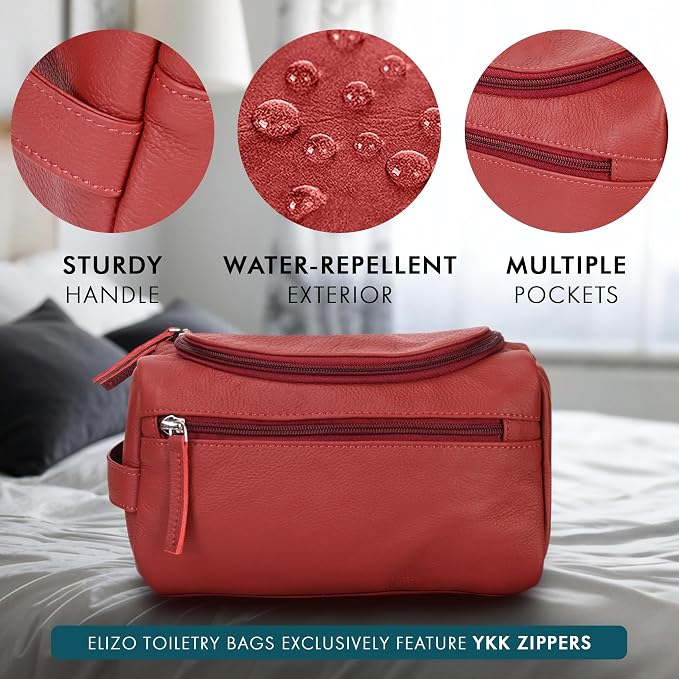 Leather Toiletry Bag For Men Women Dopp Kit Mens Hanging Toiletry Bag Travel - Image 5