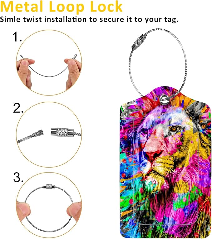2 Pack Colorful Lion Luggage Tag - Image 3