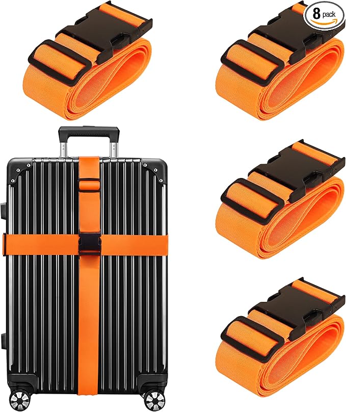 Luggage Straps for Suitcases TSA Approved Travel Belt 8 Pack by Chelmon by Chelmon