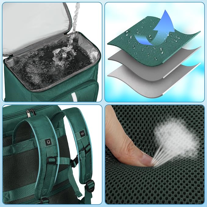Backpack Cooler Insulated Leak Proof 35 Cans, 2 Insulated Compartments Thermal - Image 6