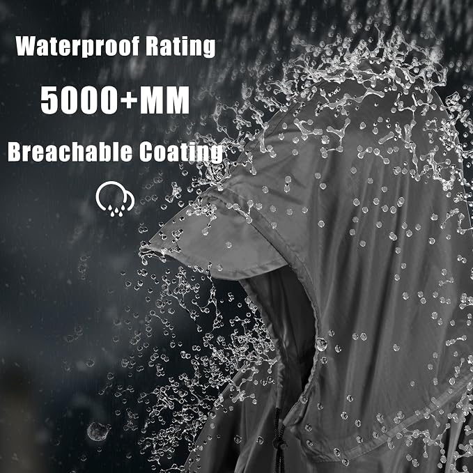 Coralrain Hooded Rain Poncho Lightweight Waterproof Unisex Raincoat Jacket - Image 2