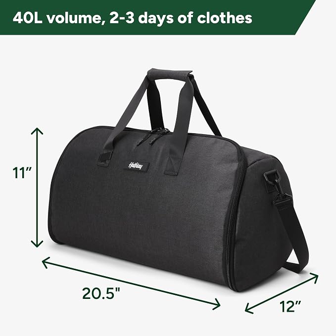 Halfday Convertible 2-in-1 Garment Duffel Weekender Bag 40L | Wrinkle-Free - Image 6