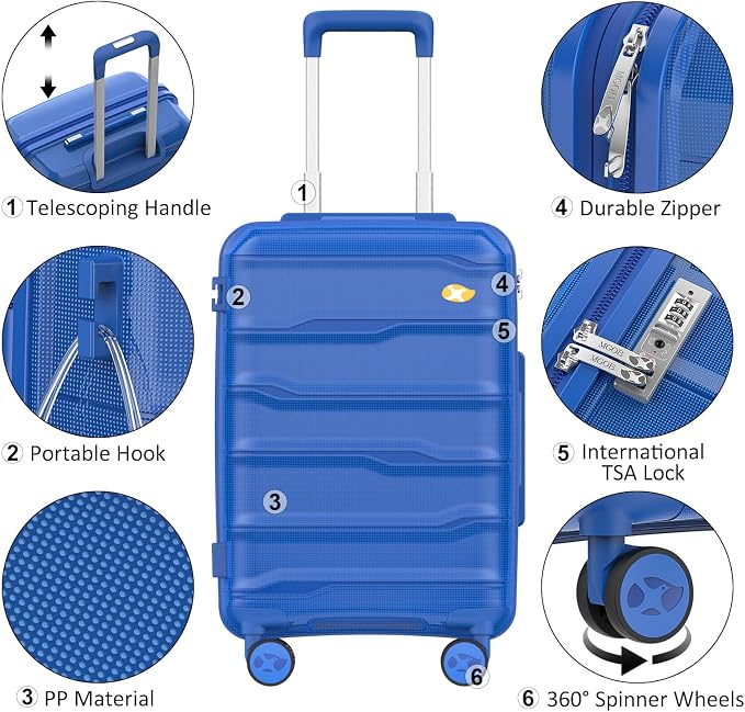 Carry On Luggage 22x14x9 Airline Approved, Hard Shell Suitcase - Image 5