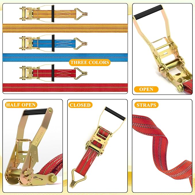 2Pack Ratchet Straps Heavy Duty, 2” 32Ft Tie Down Straps Ratchet, Tie Down - Image 7