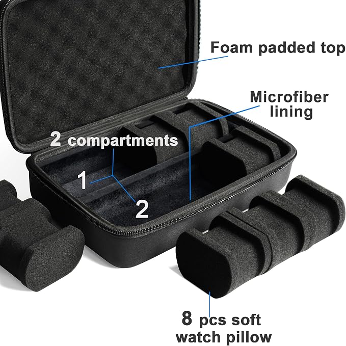 8 slots Watch Case, hard watch storage case, hard watch box, padded case - Image 2
