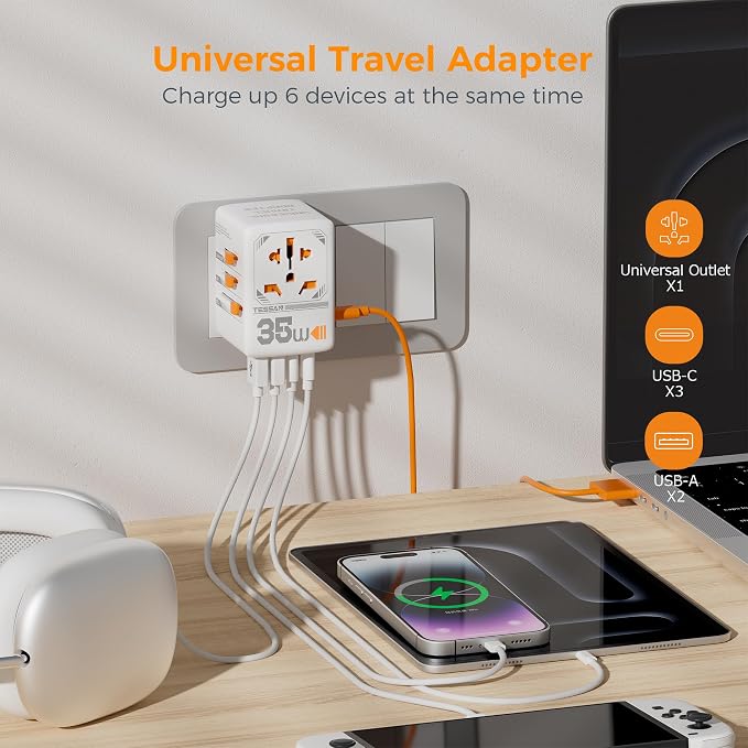 TESSAN Universal Travel Adapter 35W, International Plug Adaptor - Image 4