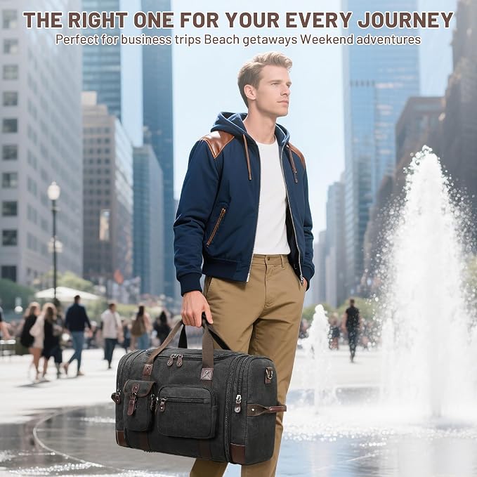 Travel Duffle Bag for Men, Heavy Duty Canvas Duffle Bag, Carryon Bags for - Image 2
